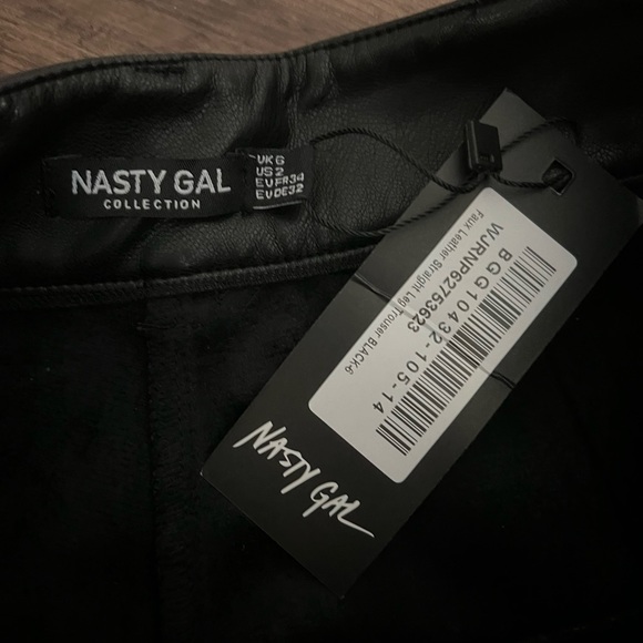 Nasty Gal Faux Leather Straight Leg Pants - Picture 3 of 7